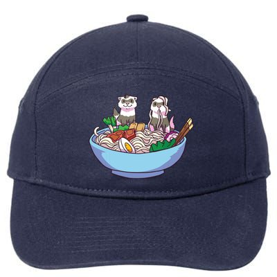 Ferret Ramen Noodles Anime Kawaii Japanese Otaku Gift 7-Panel Snapback Hat