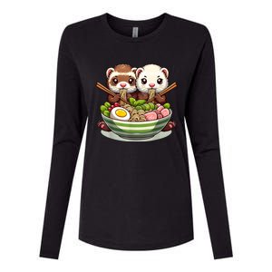 Ferret Ramen Noodle Japanese Kawaii Anime Gifts Women Womens Cotton Relaxed Long Sleeve T-Shirt