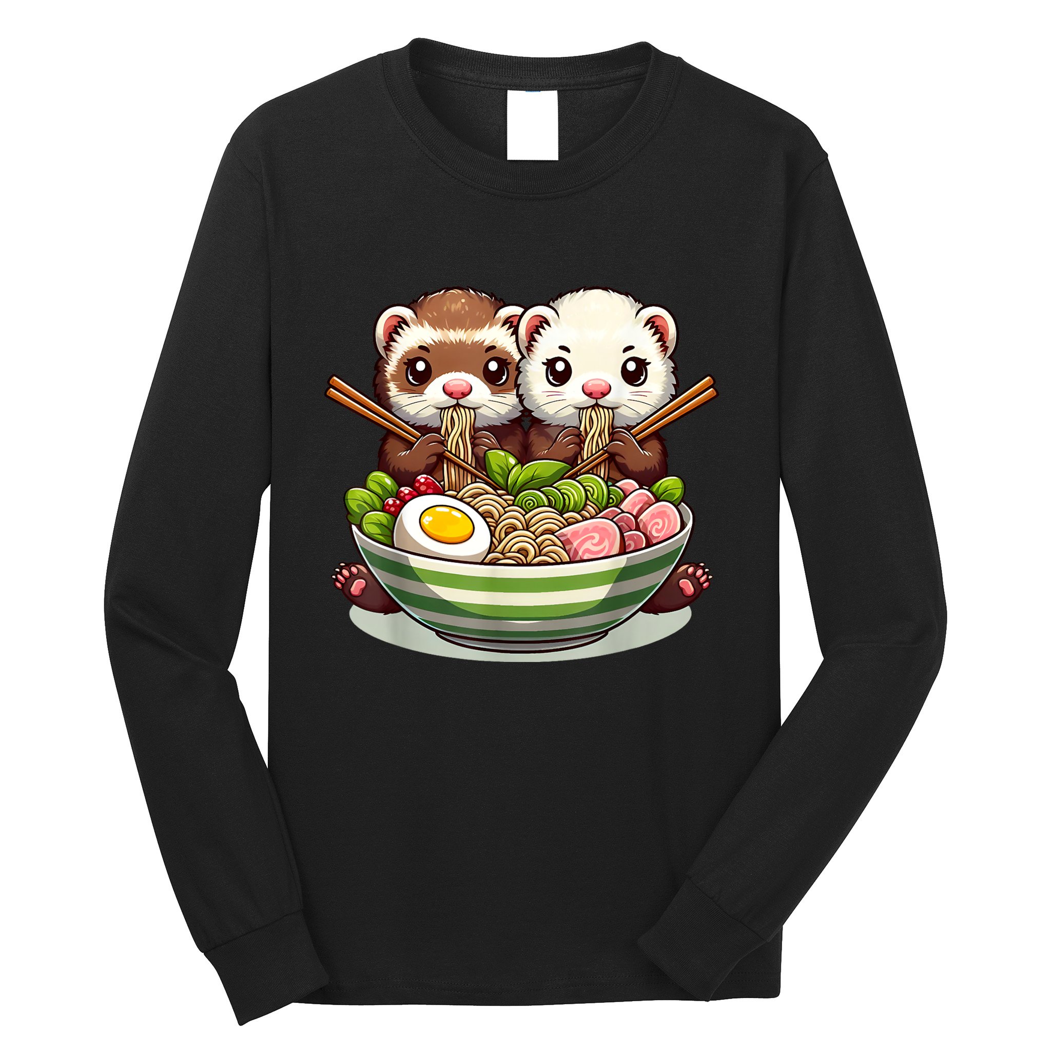 Ferret Ramen Noodle Japanese Kawaii Anime Gifts Women Long Sleeve Shirt