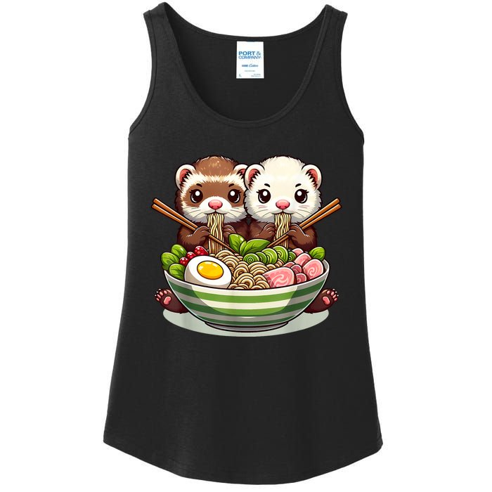 Ferret Ramen Noodle Japanese Kawaii Anime Gifts Women Ladies Essential Tank