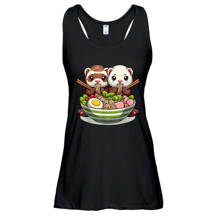 Ferret Ramen Noodle Japanese Kawaii Anime Gifts Women Ladies Essential Flowy Tank