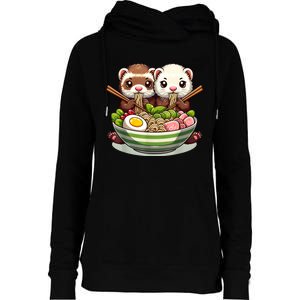 Ferret Ramen Noodle Japanese Kawaii Anime Gifts Women Womens Funnel Neck Pullover Hood