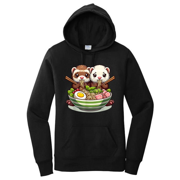 Ferret Ramen Noodle Japanese Kawaii Anime Gifts Women Women's Pullover Hoodie