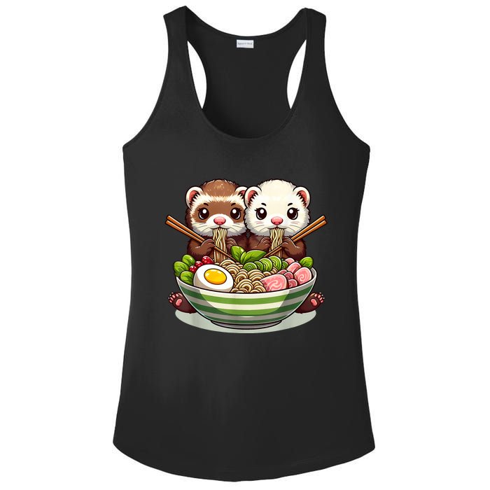 Ferret Ramen Noodle Japanese Kawaii Anime Gifts Women Ladies PosiCharge Competitor Racerback Tank