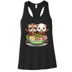 Ferret Ramen Noodle Japanese Kawaii Anime Gifts Women Women's Racerback Tank