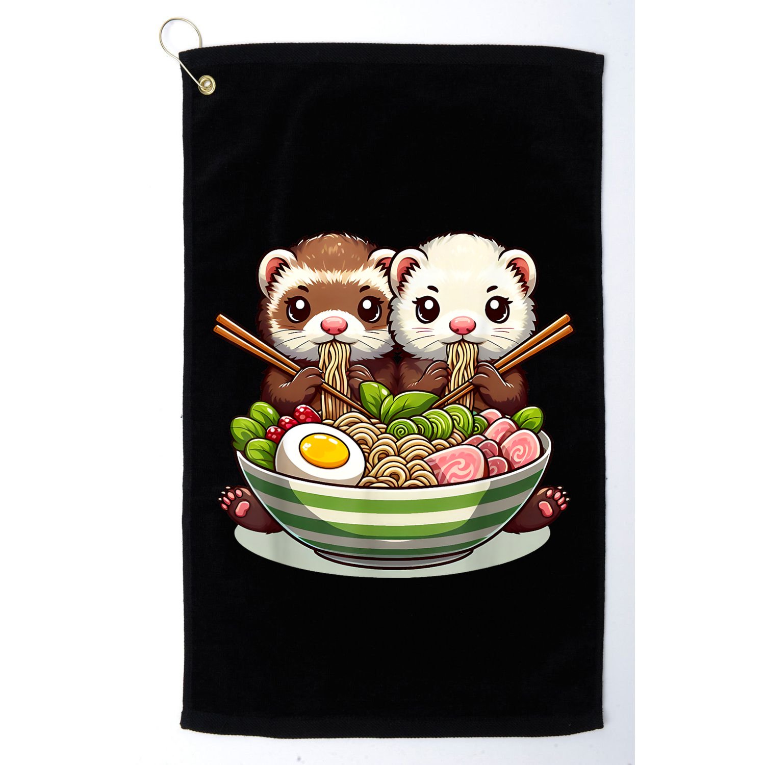 Ferret Ramen Noodle Japanese Kawaii Anime Gifts Women Golf Towel