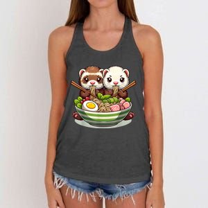 Ferret Ramen Noodle Japanese Kawaii Anime Gifts Women Women's Knotted Racerback Tank