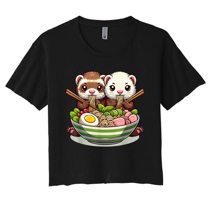 Ferret Ramen Noodle Japanese Kawaii Anime Gifts Women Women's Crop Top Tee