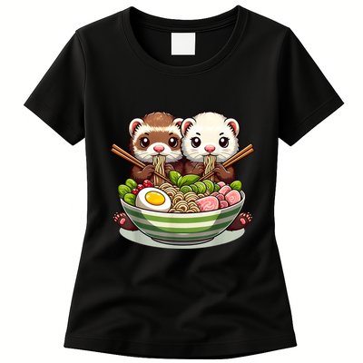 Ferret Ramen Noodle Japanese Kawaii Anime Gifts Women Womens T-Shirt