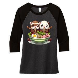 Ferret Ramen Noodle Japanese Kawaii Anime Gifts Women Women's Tri-Blend 3/4-Sleeve Raglan Shirt