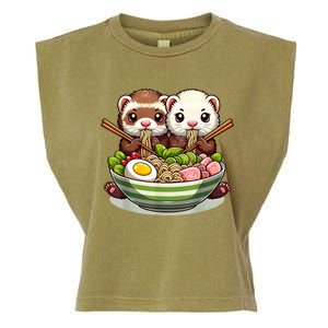 Ferret Ramen Noodle Japanese Kawaii Anime Gifts Women Garment-Dyed Women's Muscle Tee