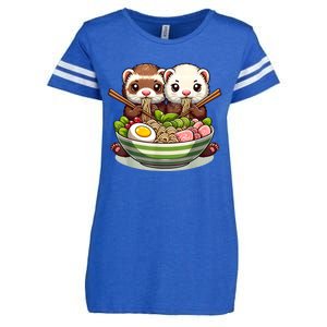 Ferret Ramen Noodle Japanese Kawaii Anime Gifts Women Enza Ladies Jersey Football T-Shirt