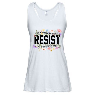 Floral Resist Not My President Antitrump Ladies Essential Flowy Tank