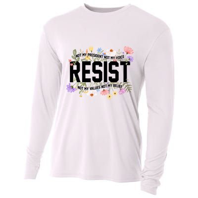 Floral Resist Not My President Antitrump Cooling Performance Long Sleeve Crew