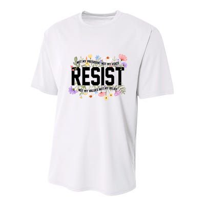 Floral Resist Not My President Antitrump Youth Performance Sprint T-Shirt