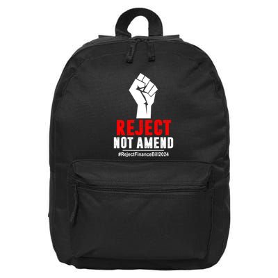 Funny Reject Not Amend Reject Finance Bill 2024 Gift 16 in Basic Backpack