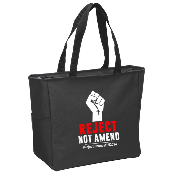 Funny Reject Not Amend Reject Finance Bill 2024 Gift Zip Tote Bag