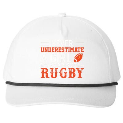 Funny Rugby Never Underestimate A Girl Who Plays Rugby Snapback Five-Panel Rope Hat