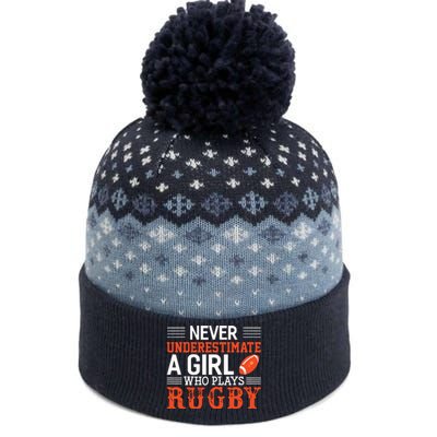 Funny Rugby Never Underestimate A Girl Who Plays Rugby The Baniff Cuffed Pom Beanie