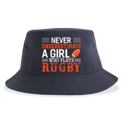 Funny Rugby Never Underestimate A Girl Who Plays Rugby Sustainable Bucket Hat