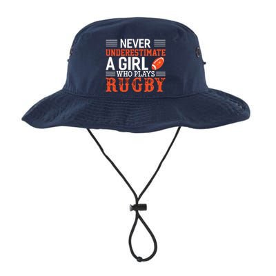 Funny Rugby Never Underestimate A Girl Who Plays Rugby Legacy Cool Fit Booney Bucket Hat