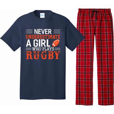 Funny Rugby Never Underestimate A Girl Who Plays Rugby Pajama Set