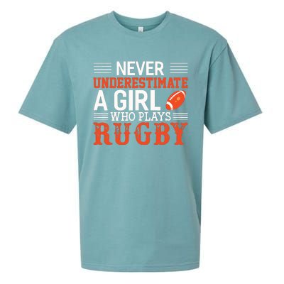 Funny Rugby Never Underestimate A Girl Who Plays Rugby Sueded Cloud Jersey T-Shirt