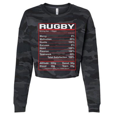 Funny Rugby Nutrition Facts Rugby Player Cropped Pullover Crew