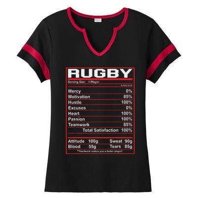 Funny Rugby Nutrition Facts Rugby Player Ladies Halftime Notch Neck Tee