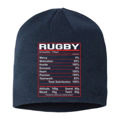 Funny Rugby Nutrition Facts Rugby Player Sustainable Beanie