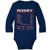 Funny Rugby Nutrition Facts Rugby Player Baby Long Sleeve Bodysuit