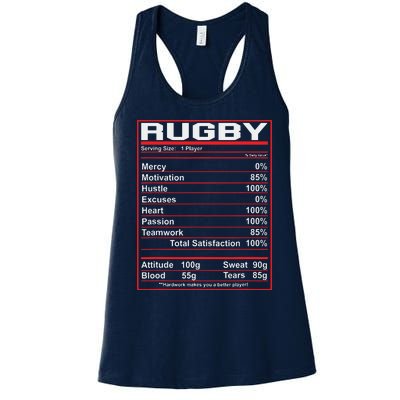 Funny Rugby Nutrition Facts Rugby Player Women's Racerback Tank