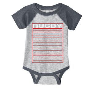 Funny Rugby Nutrition Facts Rugby Player Infant Baby Jersey Bodysuit