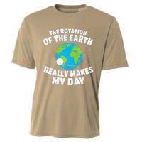 Funny Rotation Of Earth Day Joke Science Cooling Performance Crew T-Shirt