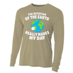 Funny Rotation Of Earth Day Joke Science Cooling Performance Long Sleeve Crew