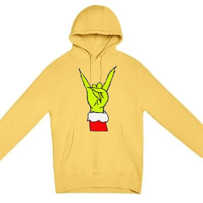 Funny Rock On Hand Christmas Rock & Roll Elf Xmas Premium Pullover Hoodie