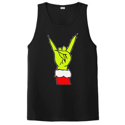 Funny Rock On Hand Christmas Rock & Roll Elf Xmas PosiCharge Competitor Tank