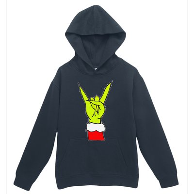 Funny Rock On Hand Christmas Rock & Roll Elf Xmas Urban Pullover Hoodie