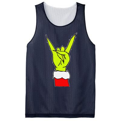 Funny Rock On Hand Christmas Rock & Roll Elf Xmas Mesh Reversible Basketball Jersey Tank