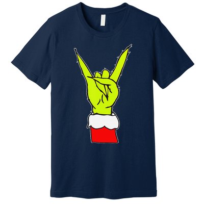 Funny Rock On Hand Christmas Rock & Roll Elf Xmas Premium T-Shirt