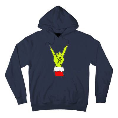 Funny Rock On Hand Christmas Rock & Roll Elf Xmas Tall Hoodie