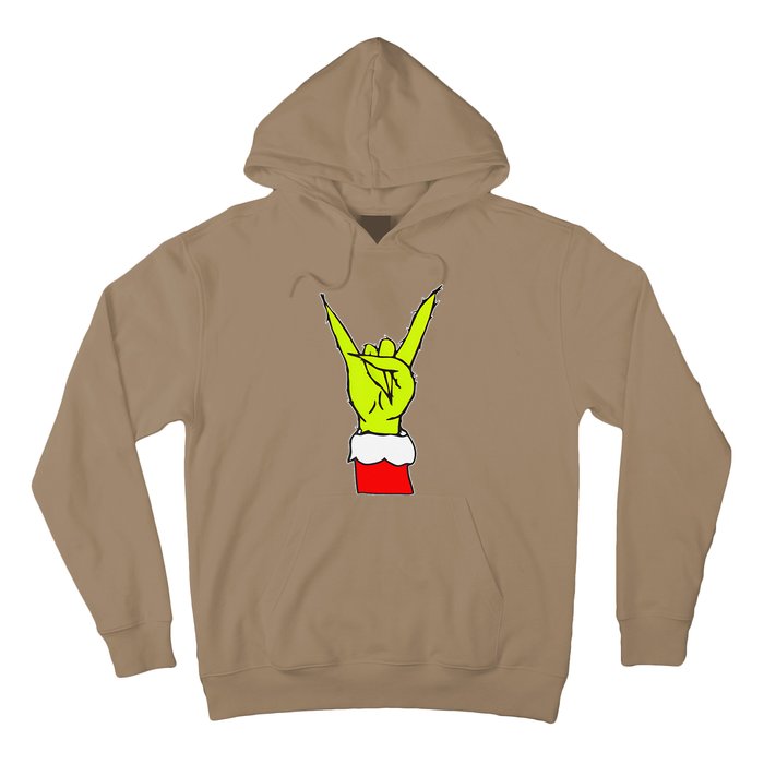 Funny Rock On Hand Christmas Rock & Roll Elf Xmas Hoodie