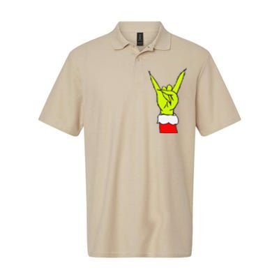 Funny Rock On Hand Christmas Rock & Roll Elf Xmas Softstyle Adult Sport Polo