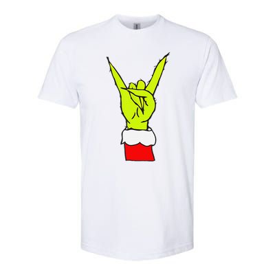 Funny Rock On Hand Christmas Rock & Roll Elf Xmas Softstyle CVC T-Shirt