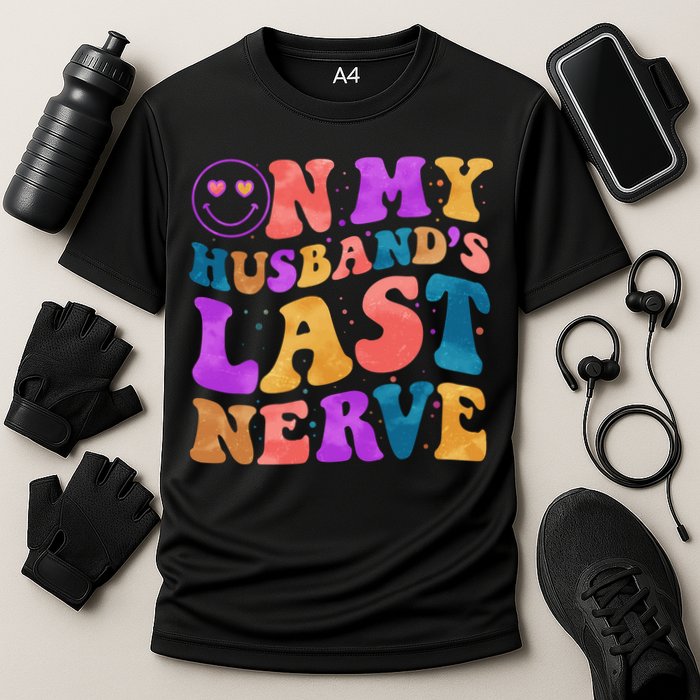 Funny Retro On My Husband's Last Nerve Performance Shirt