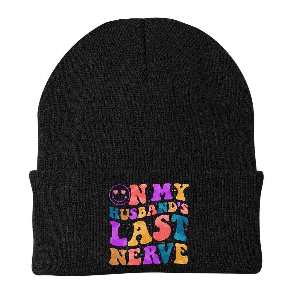 Funny Retro On My Husband's Last Nerve Beanie