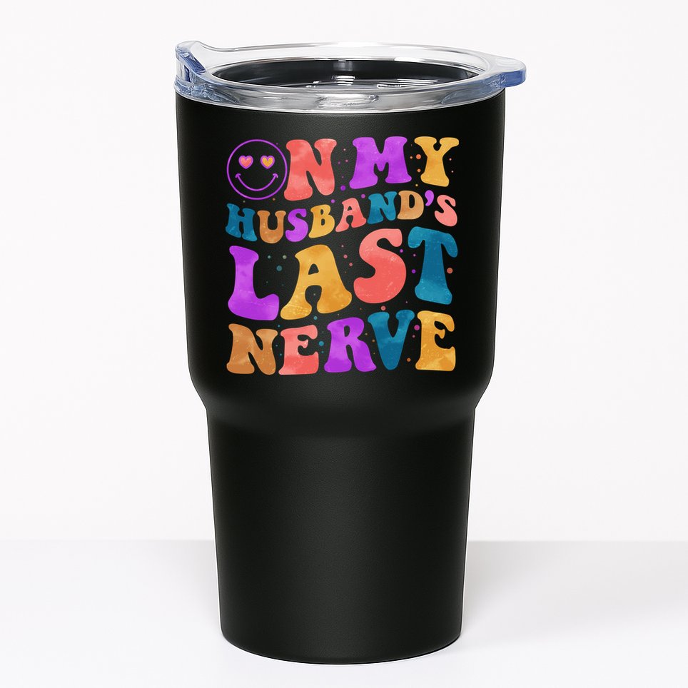 Funny Retro On My Husband's Last Nerve Tumbler