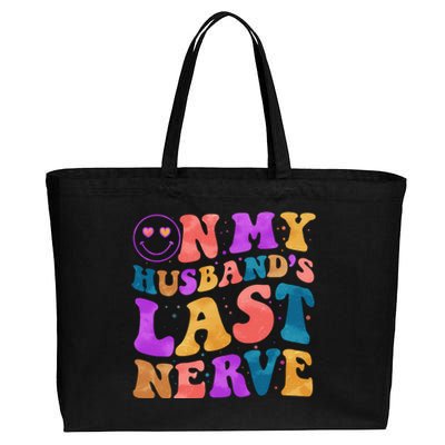 Funny Retro On My Husband's Last Nerve Cotton Canvas Jumbo Tote