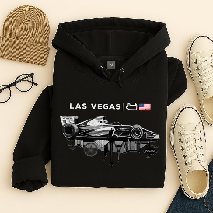 Formula Racing Open Wheel Car Las Vegas Circuit Usa Flag Hoodie