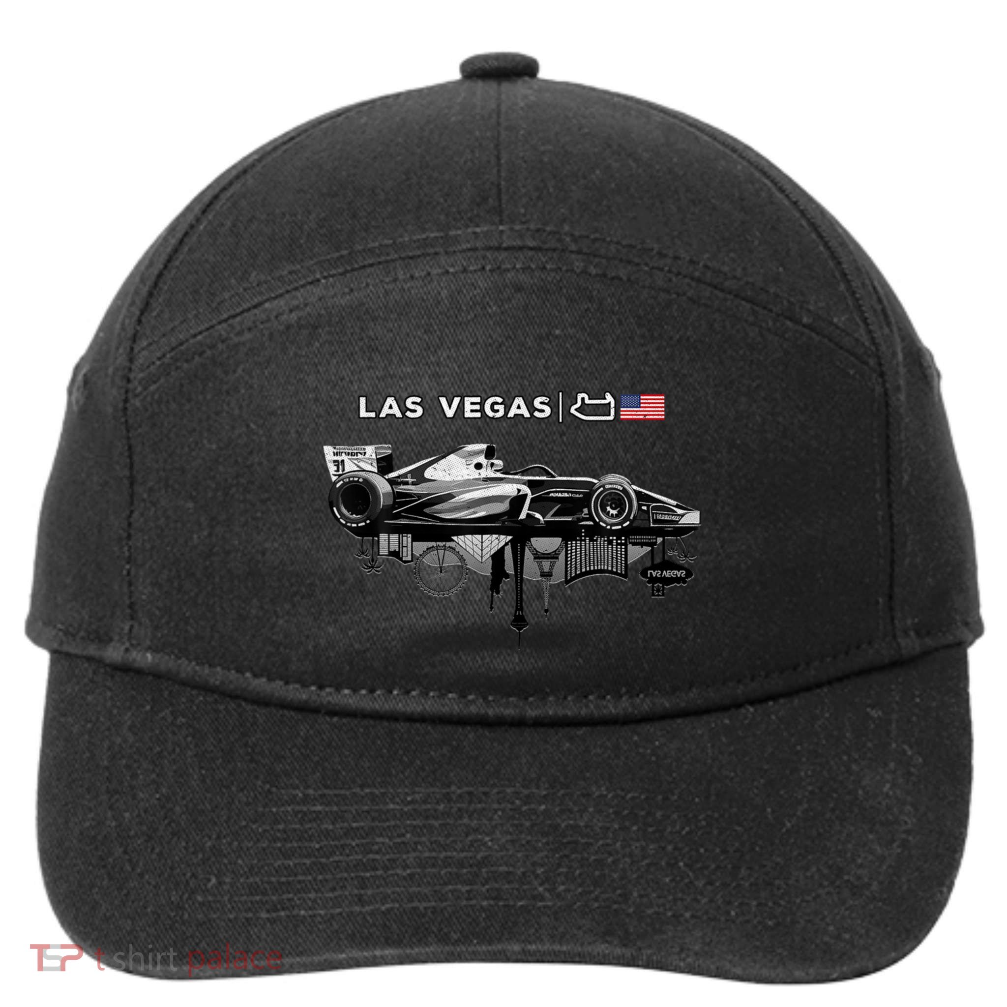 Formula Racing Open Wheel Car Las Vegas Circuit Usa Flag 7-Panel Snapback Hat